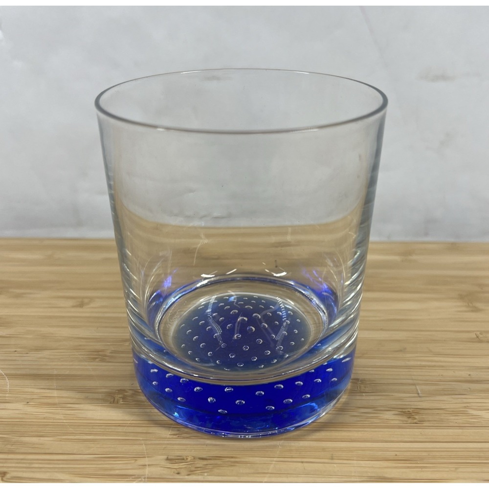 American Atelier Old Fashioned Rocks Cobalt‎ Blue Controlled Bubble Glass 4"
